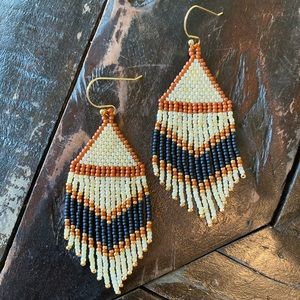 Handmade Seed Bead Earrings - Mini Earth Fringe